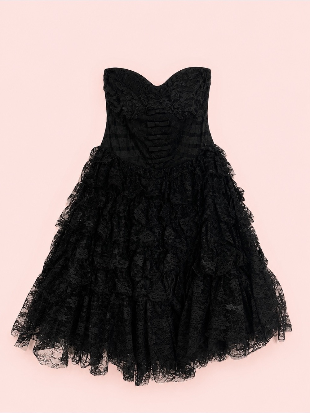 Betsey Johnson - Black Strapless Lace Party Dress